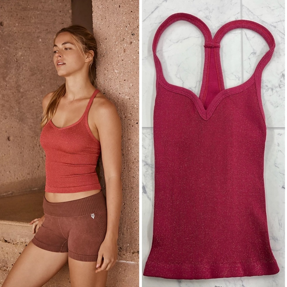 New Happiness Runs Lurex Sweetheart Crop Tank In Lovestruck